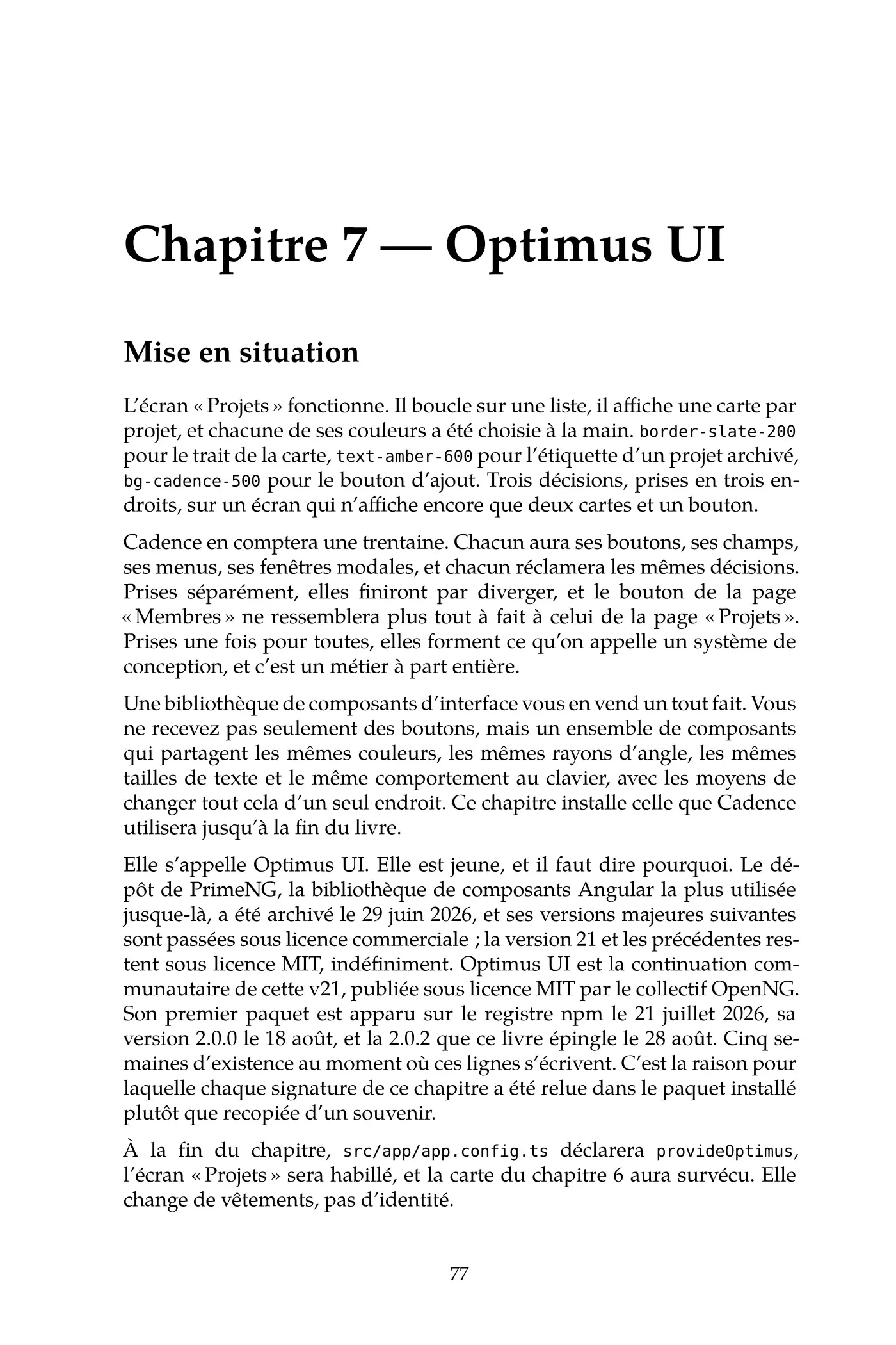Angular 22 et Optimus UI — page d'aperçu 2 sur 8